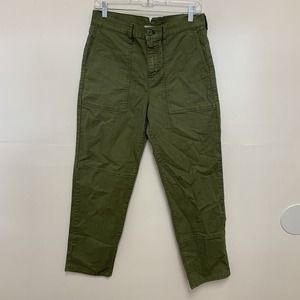 J. Crew Garment Dyed Cargo Pant in Chino Womens Size 28 Green